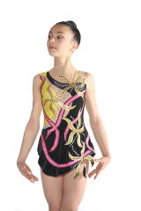 Leotard OS-0817 is in black velvet with gold details.